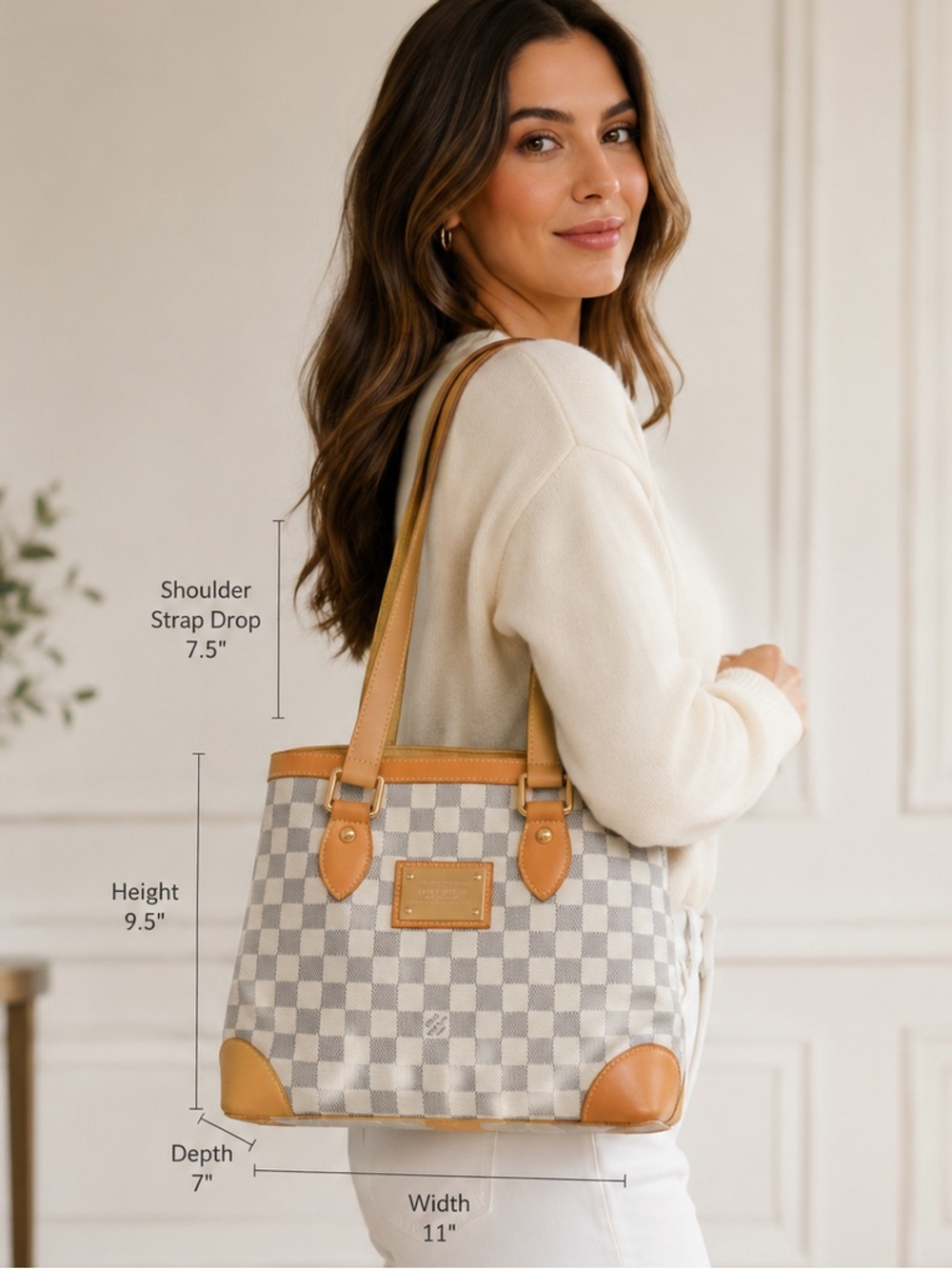 Louis Vuitton Damier Azur PM Canvas Shoulder Bag Tote